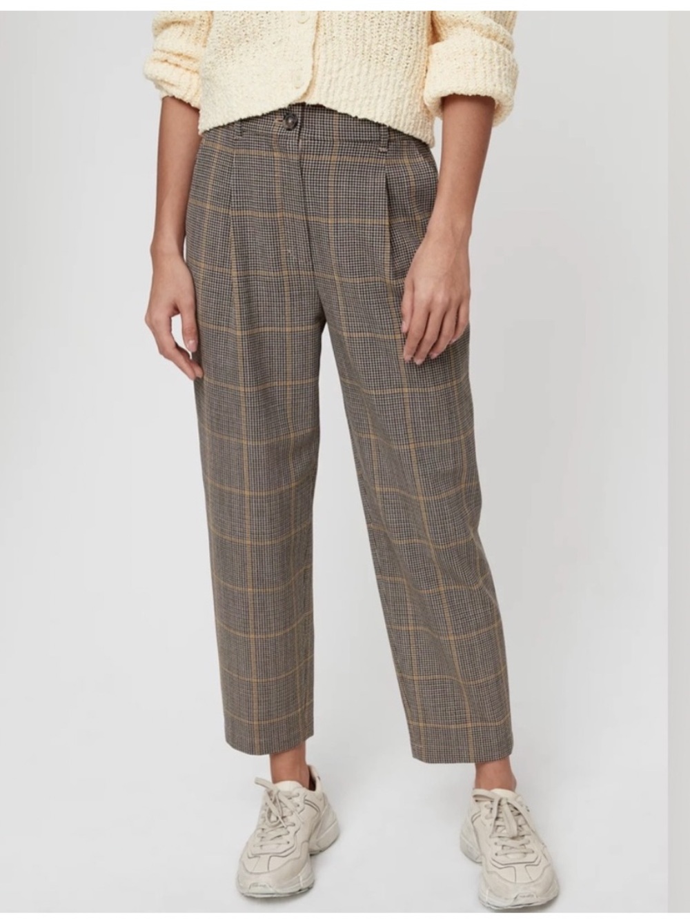 Aritzia Little Moon Bellis Plaid Trouser Pants 6 Academia Preppy Brown 68939
